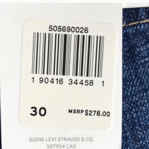 NWT Levi’s Levi Strauss Authorized Vintage 505 Cropped Raw Hem Blue Jeans Sz 30 - Picture 6 of 8